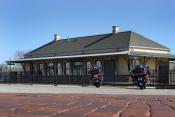 Mineola Depot with red brick streets