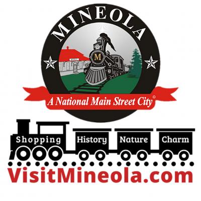 Visit Mineola logo with visitor web address