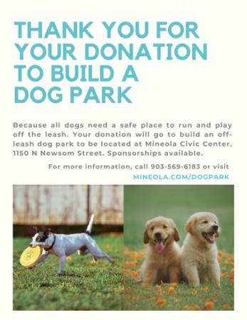 Please donate to Mineola Dog Park